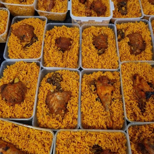 Jollof rice with chicken or turkey